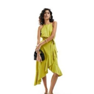 NWT ASOS Asymmetrical Dress in Vibrant Lime